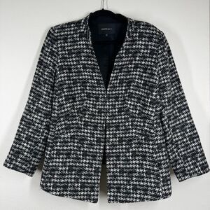 Lafayette 148 Houndstooth Prolific Blazer Jacket Black Cream Career Plus Size 16